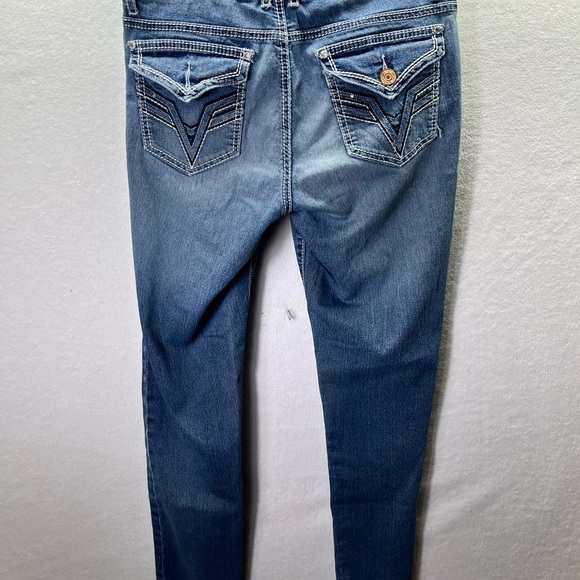 VGS Vigoss Skinny Jeans Womens 6 Blue Denim Stretch Wide Stitch Flap Pocket 2133 - Picture 10 of 12